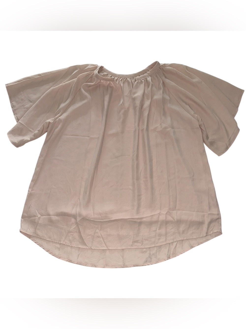 Women's Short Sleeve Soft Satin Top Blush Pink 2XL